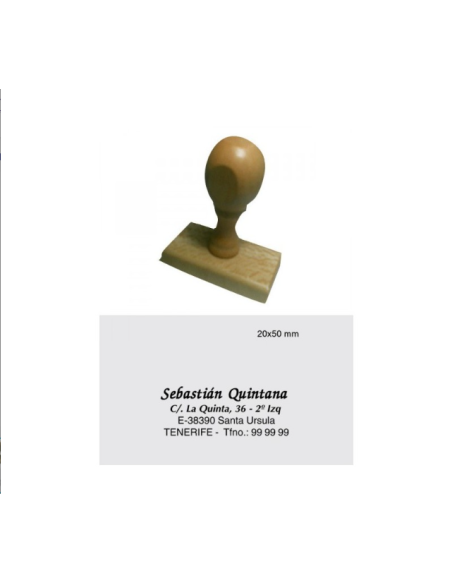 Sello de madera 20 x 50 mm.