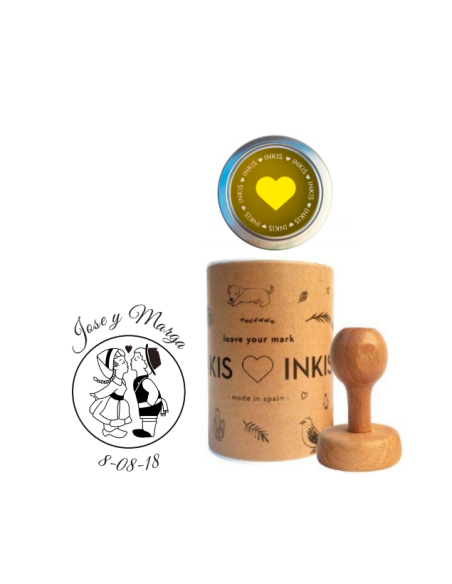 Sellos de boda con estuche y almohadilla en colores