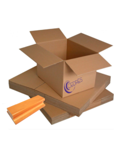 Sello de madera, cajas de papel, madera, cartón y textil