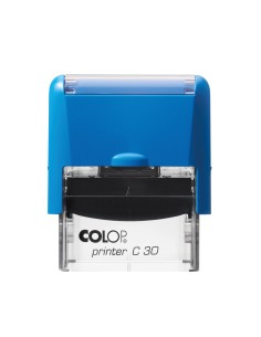 Sello automático personalizado COLOP C30 18x47mm. carcasa azul almohadilla azul